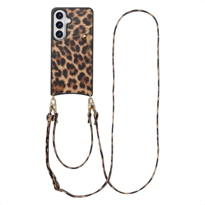 SELENCIA Coque de t&eacute;lephone Nova avec cordon et porte-cartes Samsung Galaxy S26 - Leopard