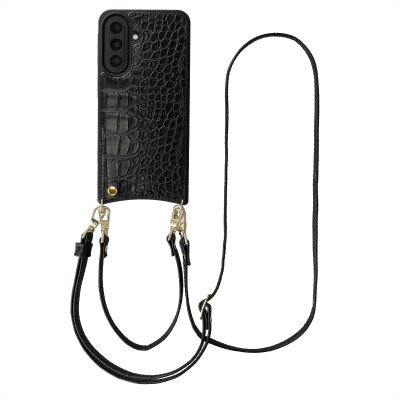 SELENCIA Coque de t&eacute;lephone Nova Croco avec cordon et porte-cartes Samsung Galaxy A57 (5G) - Noir