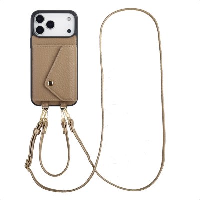 SELENCIA Coque de t&eacute;lephone Sera avec cordon et porte-cartes enveloppe pour iPhone 17 Pro Max - Taupe