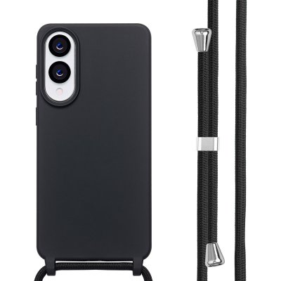 IMOSHION Coque en silicone avec cordon pour Samsung Galaxy S25 Edge - Noir