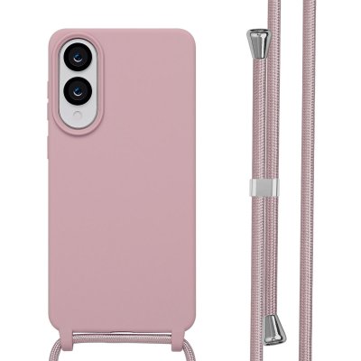 IMOSHION Coque en silicone avec cordon pour Samsung Galaxy S25 Edge - Sand Pink