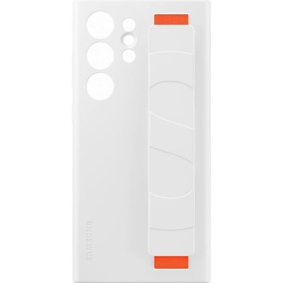 SAMSUNG Coque en silicone avec lani&egrave;re pour  Galaxy S23 Ultra 5G Blanc