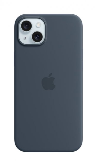 APPLE Coque en silicone avec MagSafe pour iPhone 15 Plus - Bleu orage