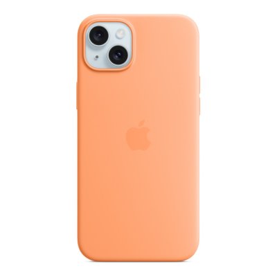 APPLE Coque en silicone avec MagSafe pour iPhone 15 Plus Sorbet &agrave; l'orange