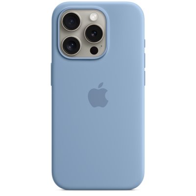 APPLE Coque en silicone avec MagSafe pour iPhone 15 Pro Bleu d hiver - Neuf