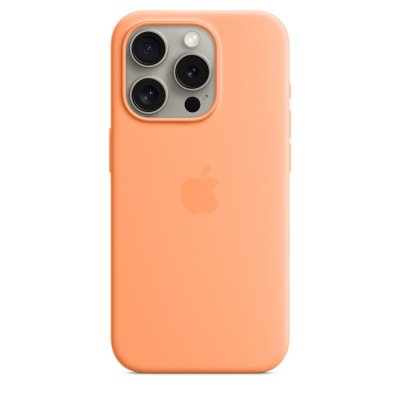 APPLE Coque en silicone avec MagSafe pour iPhone 15 Pro Sorbet &agrave; l'orange
