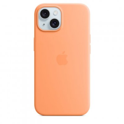 APPLE Coque en silicone avec MagSafe pour iPhone 15 Sorbet &agrave; l orange - Neuf