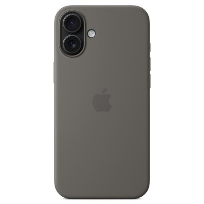 APPLE Coque en silicone avec MagSafe pour iPhone 16 Plus Gris min&eacute;ral 
