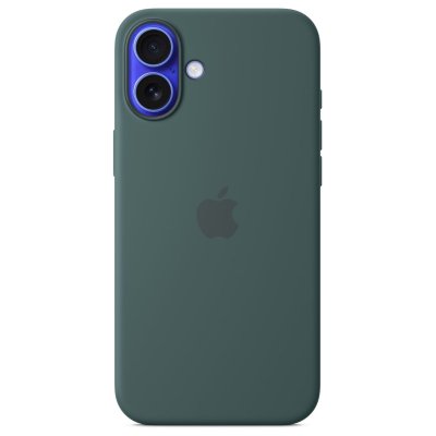 APPLE Coque en silicone avec MagSafe pour iPhone 16 Plus Vert lacustre 
