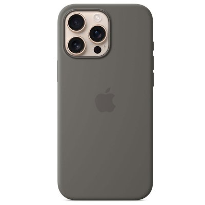 APPLE Coque en silicone avec MagSafe pour iPhone 16 Pro Max Gris min&eacute;ral 