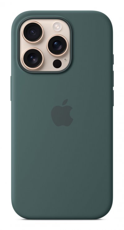 APPLE Coque en silicone avec MagSafe pour iPhone 16 Pro Vert lacustre 