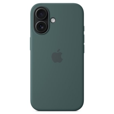 APPLE Coque en silicone avec MagSafe pour iPhone 16 Vert lacustre 