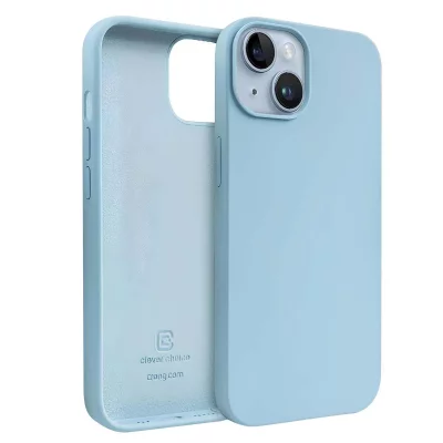 CRONG Coque en Silicone Liquide pour iPhone 14 Plus Anti-Choc Flexible  Bleu clair