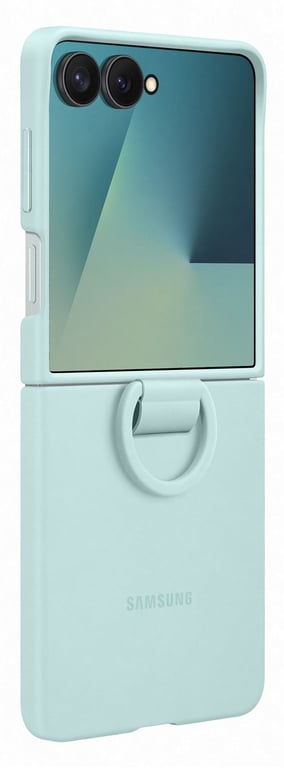 SAMSUNG Coque en silicone vert d'eau avec anneau pour  Galaxy Z Flip7