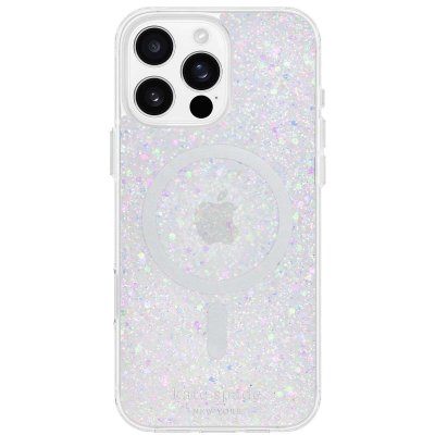 KATE SPADE Coque Glamour Paillettes pour iPhone 16 Pro Compatible MagSafe Blanc