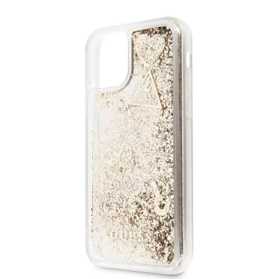 GUESS Coque  Paillettes Hearts Gold Pour Iphone 11