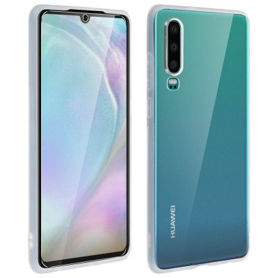 AVIZAR Coque Huawei P30 Silicone Gel + Film Ecran Verre Tremp&eacute; transparent