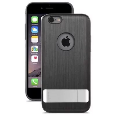 MOSHI Coque iGlaze Kameleon iPhone 6 Plus aluminium noir avec pied r&eacute;tractable