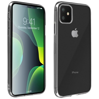 AVIZAR Coque iPhone 11 Silicone Souple et Film Verre Tremp&eacute; 9H Contour noir 