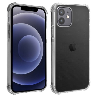 AVIZAR Coque iPhone 12 / 12 Pro Flexible Antichoc Coins Bumper Transparent