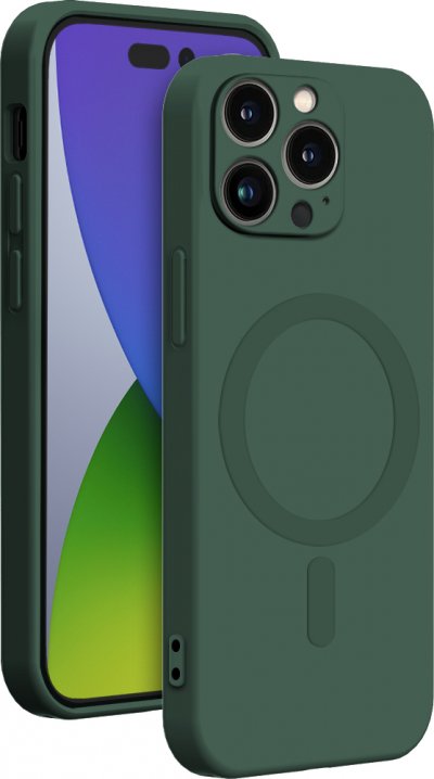 BIGBEN CONNECTED Coque iPhone 14 Pro Compatible MagSafe Silicone Verte Bigben