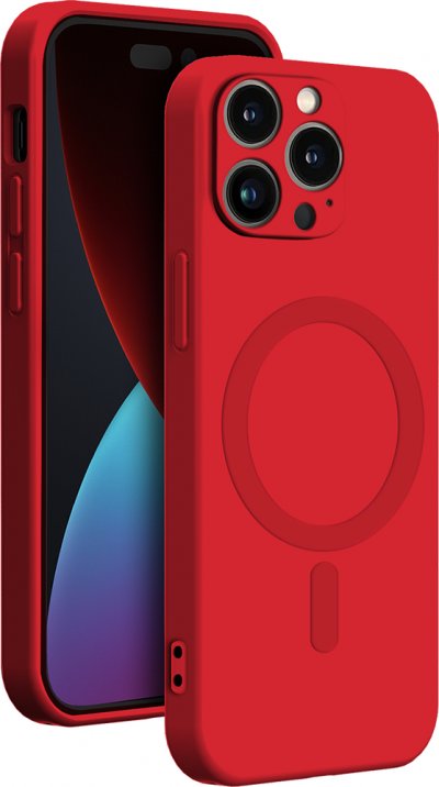 BIGBEN CONNECTED Coque Iphone 14 Pro Max Compatible Magsafe Silicone Rouge Bigben