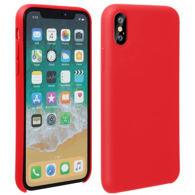 AVIZAR Coque iPhone X / XS Silicone Semi-rigide Mat Finition Soft Touch rouge