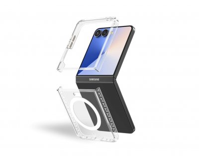 SAMSUNG Coque magn&eacute;tique renforc&eacute;e avec paillettes Duo Transparent pour  Galaxy Z Flip 7