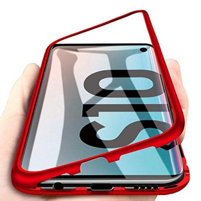 PHONILLICO Coque magn&eacute;tique rouge protection m&eacute;tal pour samsung galaxy s10 []