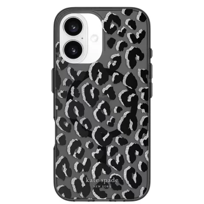 KATE SPADE Coque MagSafe Design City Leopard pour iPhone 16 Antichoc Noir