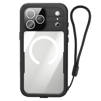 SHELLBOX Coque Magsafe Iphone 17 Pro Max Mod&egrave;le  &Eacute;tanche Ip68 Avec Dragonne Noir 