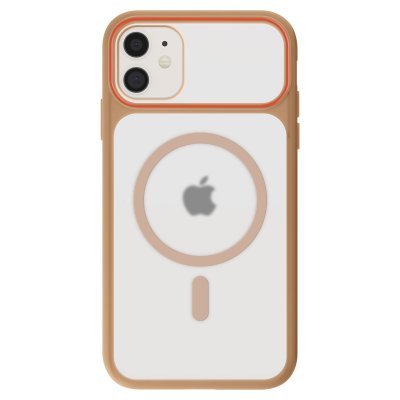 AVIZAR Coque MagSafe pour iPhone 11 Dos Fum&eacute; avec Cadre en Silicone Renforc&eacute;e Marron