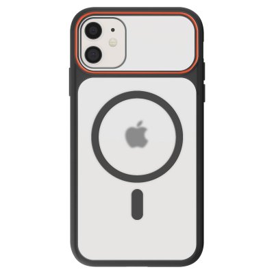 AVIZAR Coque MagSafe pour iPhone 11 Dos Fum&eacute; avec Cadre en Silicone Renforc&eacute;e Noir
