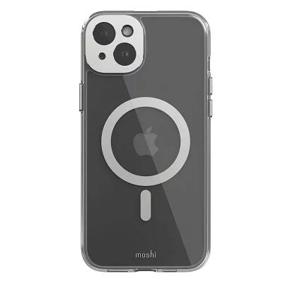 MOSHI Coque MagSafe pour iPhone 15 Plus iGlaze avec Protection Cam&eacute;ra Antichoc Argent