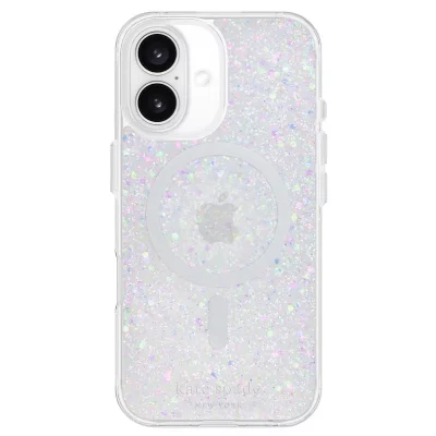 KATE SPADE Coque MagSafe pour iPhone 16 Plus Design Chunky Glitter Antichoc Transparent