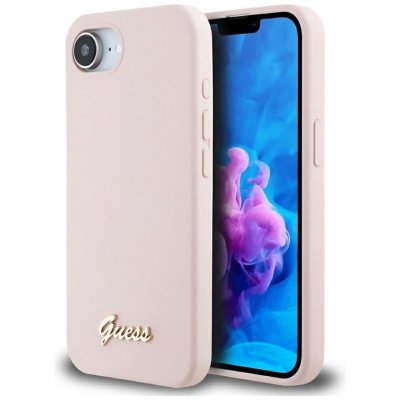 CG MOBILE Coque MagSafe pour iPhone 16e Silicone Soft touch Logo m&eacute;tal dor&eacute; Rose clair