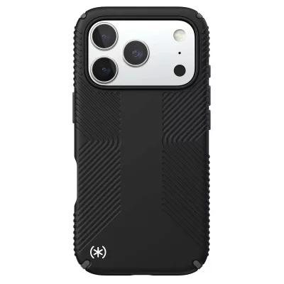 SPECK Coque MagSafe pour iPhone 17 Pro Antid&eacute;rapant S&eacute;rie Presidio2 Grip Noir / Argent