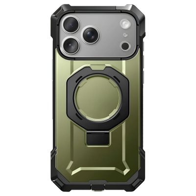 SUPCASE Coque MagSafe pour iPhone 17 Pro Max avec B&eacute;quille Antichoc 4.5m Bouton Photo Vert