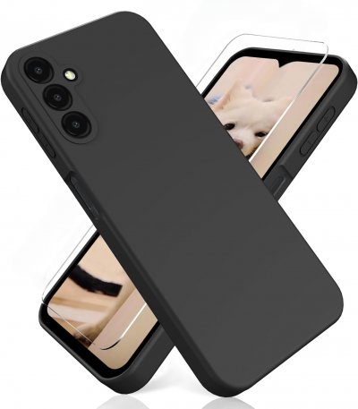 LITTLE BOUTIK Coque Noir pour Samsung Galaxy A14 4G/5G (6,6) et Verre Tremp&eacute; Film Protection Ecran