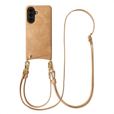SELENCIA Coque Nova Croco Samsung Galaxy A57 (5G) Cordon Porte-Cartes Marron