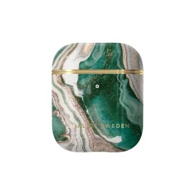 Coque pour AirPods 1 et 2 Design Marbre El&eacute;gant Golden Jade Marble