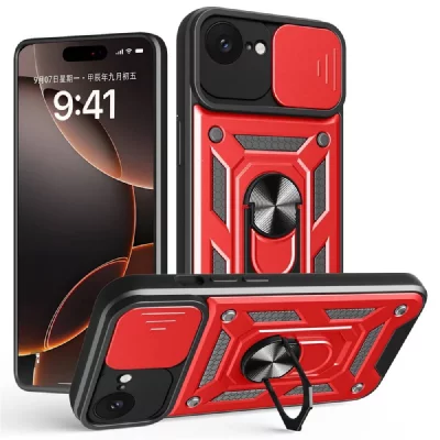 HTDMOBILES Coque Pour Apple Iphone 16e - Housse Etui Rigide Anti Choc + Film Ecran - Rouge