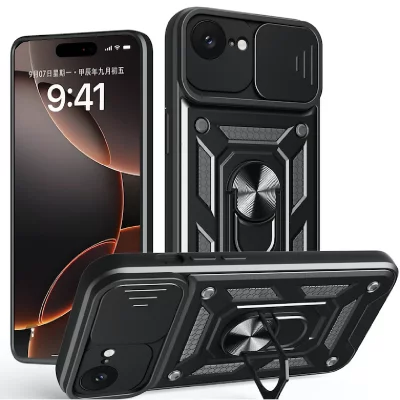 HTDMOBILES Coque pour Apple iPhone 16e - housse etui rigide anti choc + verre trempe - NOIR