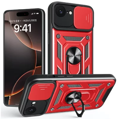 HTDMOBILES Coque pour Apple iPhone 16e - housse etui rigide anti choc + verre trempe - ROUGE -