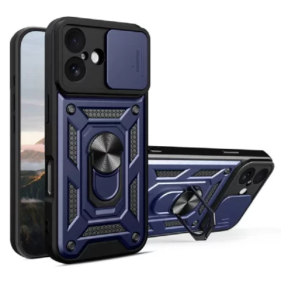 HTDMOBILES Coque Pour Apple Iphone 17 - Housse Etui Rigide Anti Choc + Film Ecran - Bleu Fonce