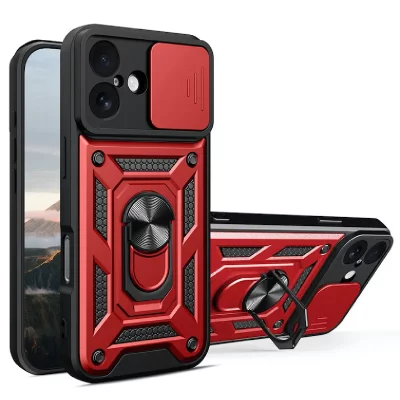 HTDMOBILES Coque pour Apple iPhone 17 - housse etui rigide anti choc + verre trempe - ROUGE