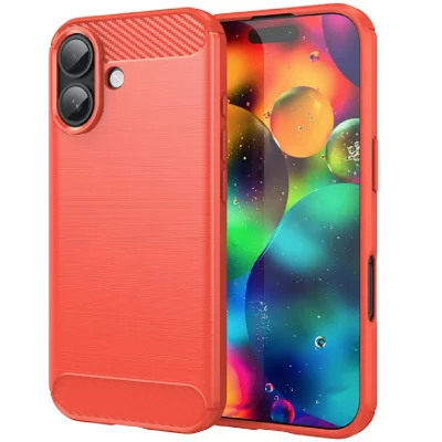 HTDMOBILES Coque Pour Apple Iphone 17 - Housse Etui Silicone Gel Carbone + Verre Trempe - Rouge