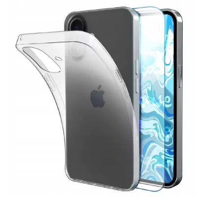 HTDMOBILES Coque Pour Apple Iphone 17 - Housse Etui Silicone Gel Fine + Film Ecran - Transparent Tpu