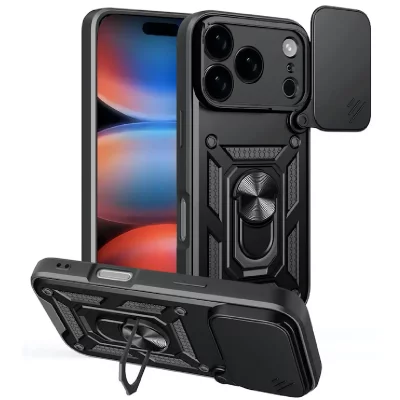 HTDMOBILES Coque pour Apple iPhone 17 Pro - housse etui rigide anti choc + verre trempe - NOIR