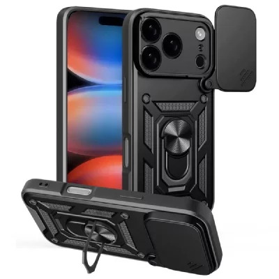 HTDMOBILES Coque pour Apple iPhone 17 Pro Max - housse etui rigide anti choc + film ecran - NOIR